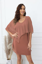 Schulterfreie Chiffon-Cape-Minikleider