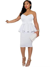 Strapless Ruffle Bodycon Midi Dresses