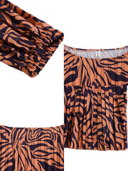 Long Sleeve Zebra Print Mini Dresses