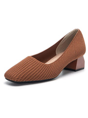 Tacones bajos gruesos con punta cuadrada de punto