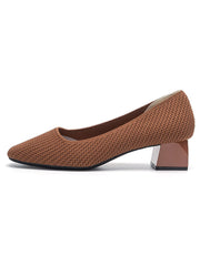 Tacones bajos gruesos con punta cuadrada de punto