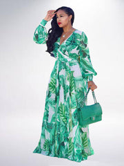 Floral Print Pleated Maxi Dresses