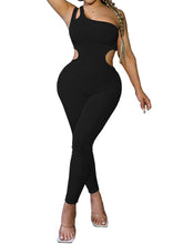 One Shoulder Cutout Bodycon Jumpsuits