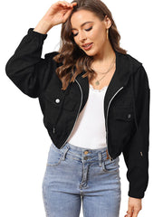Cord-Langarm-Crop-Jacken