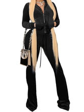 Sudadera de manga larga con cremallera y pantalón largo acampanado de dos piezas