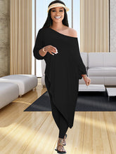 Pantalones largos de talla grande con top de un hombro y dos piezas