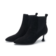 Botines de tacón bajo con punta puntiaguda