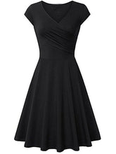 V Neck Pleated Short Sleeve Dresses