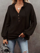 Langärmliger Kapuzenpullover mit Knopfleiste und Kordelzug