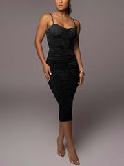 Ärmelloses Midikleid mit Spaghettiträgern