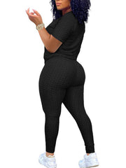 Zweiteilige Trainingsanzug-Outfits mit kurzärmeligem Oberteil und Leggings