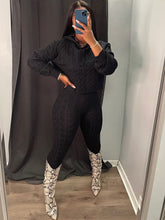 Sudadera con capucha y pantalón largo de punto trenzado con cordón ajustable