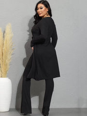 Two Piece Tie Up Cardigans & Long Pants