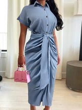 Vestidos midi con camisa abotonada y fruncida