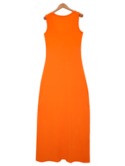 Vestidos largos ajustados con estampado de letras y sin mangas en color liso