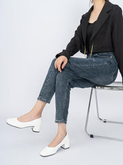 Zapatos de tacón grueso con punta cuadrada