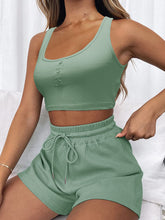 Camisetas de tirantes de dos piezas y pantalones cortos con cordón