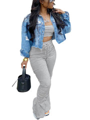 Off Shoulder Crop Tops & Split Bodycon Pants