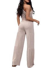 Sleeveless One Shoulder Belted Rompers