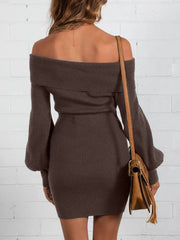 Schulterfreies Minikleid mit Laternenärmeln