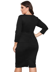 Long Sleeves Peplum Bodycon Midi Dresses