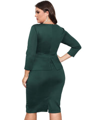 Long Sleeves Peplum Bodycon Midi Dresses