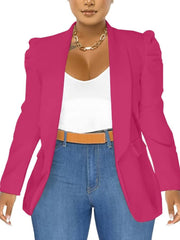 Chaqueta blazer abierta con mangas largas abullonadas