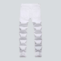 White stretch jeans for men