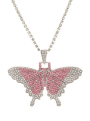 Collares de diamantes de imitación con colgante de mariposa