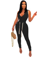 Sleeveless Zipper Solid Color Rompers