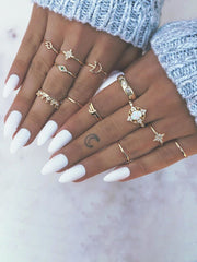 Conjuntos de once anillos de perlas y diamantes de imitación