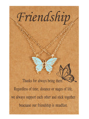 Collares de cadena con colgante de mariposa de doble capa