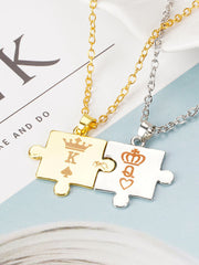Collares con colgante de corona y rompecabezas para parejas