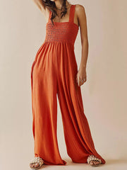 Spaghetti Strap Ruched Backless Off Shoulder Sleeveless Jumpsuit