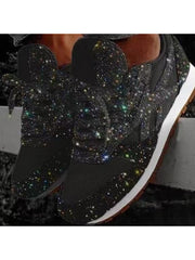 Zapatillas deportivas con lentejuelas y punta redonda con purpurina