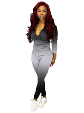 Sudadera con capucha y pantalones largos ajustados de dos piezas con degradado