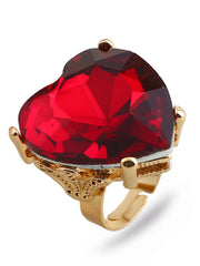 Anillo retro de imitación de piedras preciosas en forma de corazón