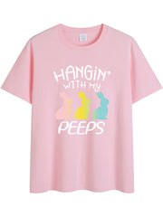 Camiseta de manga corta con estampado de conejito de Pascua