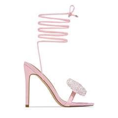 Tacones abiertos con lazo y purpurina