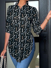 Camisas asimétricas con estampado de figura y media manga