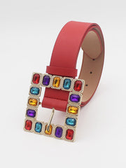 Decorative Buckle Colored Diamonds Waist Belts