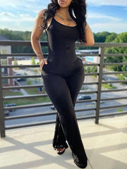 Mono ajustado con tirantes finos, espalda descubierta, hombros descubiertos y sin mangas