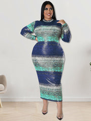 Mock Neck Bodycon Plus Size Maxi Dresses