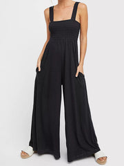 Spaghetti Strap Ruched Backless Off Shoulder Sleeveless Jumpsuit