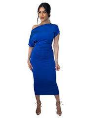 One-Shoulder-Kurzarm-Midikleider mit Rüschen
