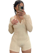 Long Sleeve Button Bodycon Rompers