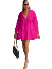 Langärmliges Minikleid in A-Linie mit Revers