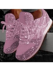 Zapatillas deportivas con lentejuelas y punta redonda con purpurina