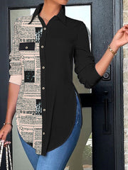 Camisas asimétricas con estampado de figura y media manga