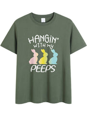 Camiseta de manga corta con estampado de conejito de Pascua